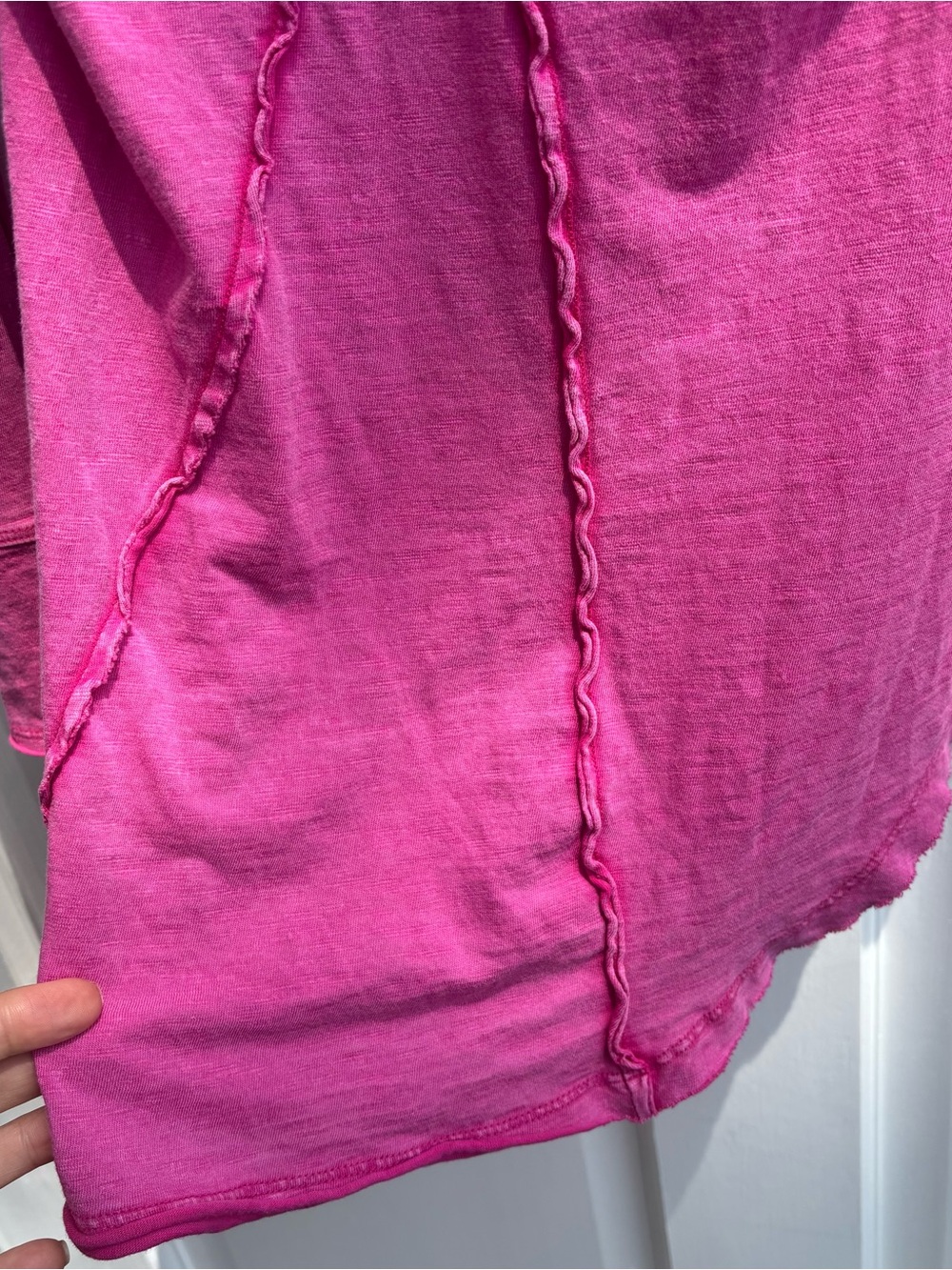 Free People Long-Sleeve Button Henley in Bright Pink - Picture 8 of 8